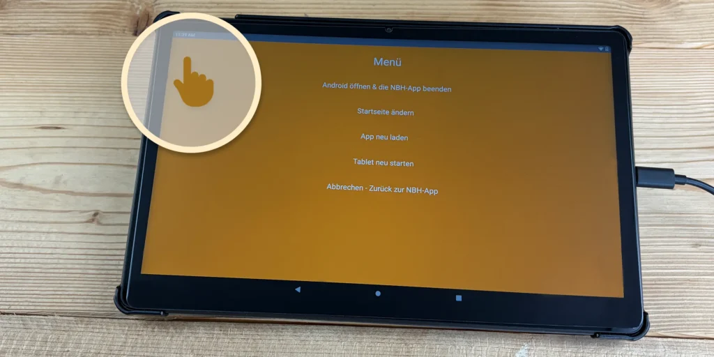 NBH Startspp beenden und zurück zu Android